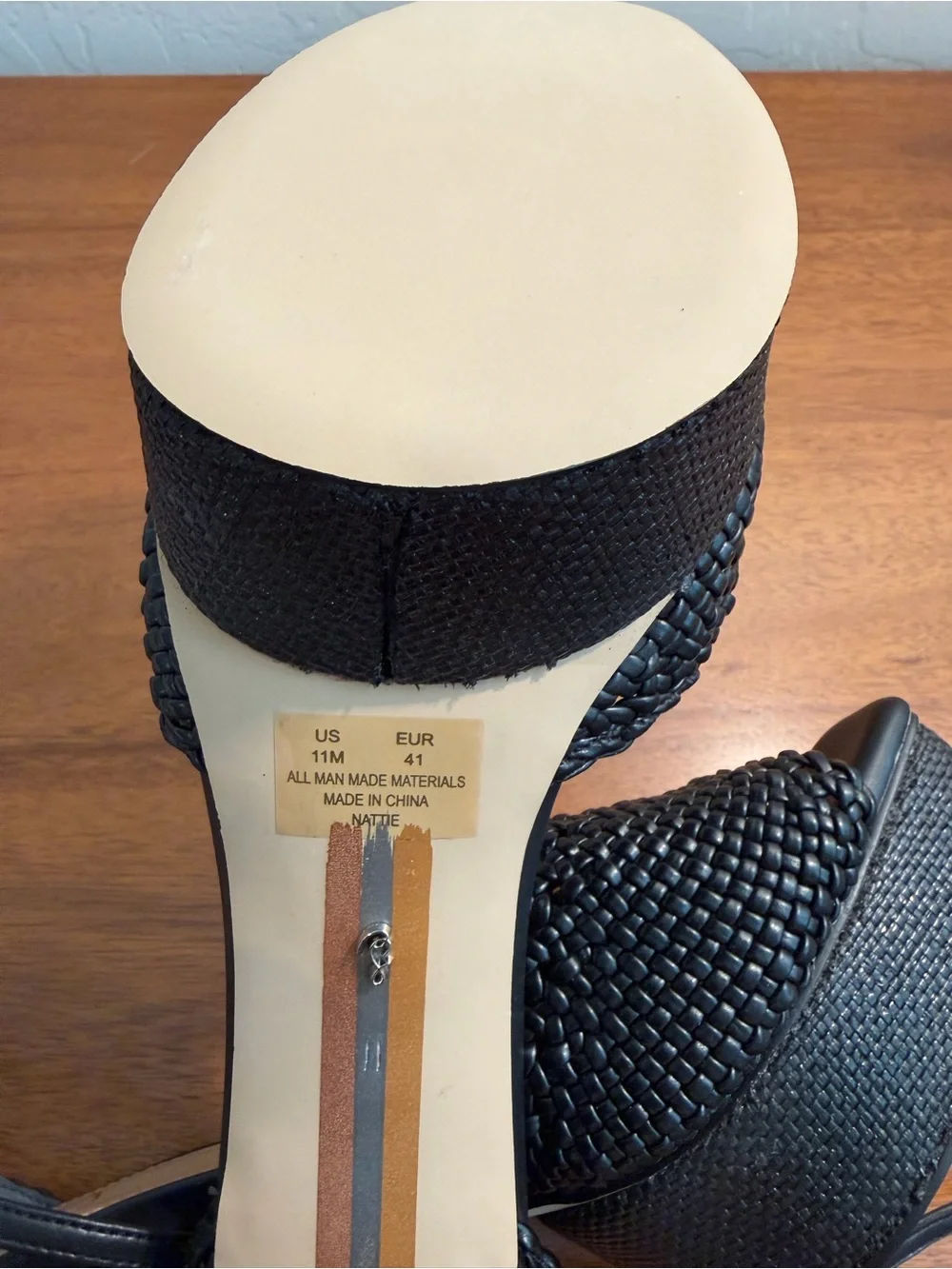 Sam Edelman Nattie Woven Black Platform Block Heel Sandals